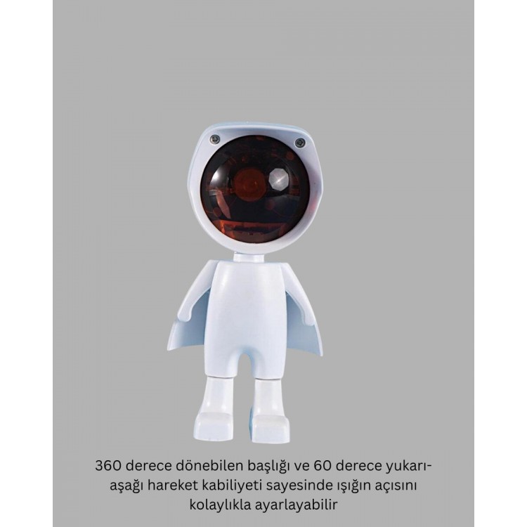 Astronot Tasarımlı Gün Batımı Efektli Şarjlı LED Lamba