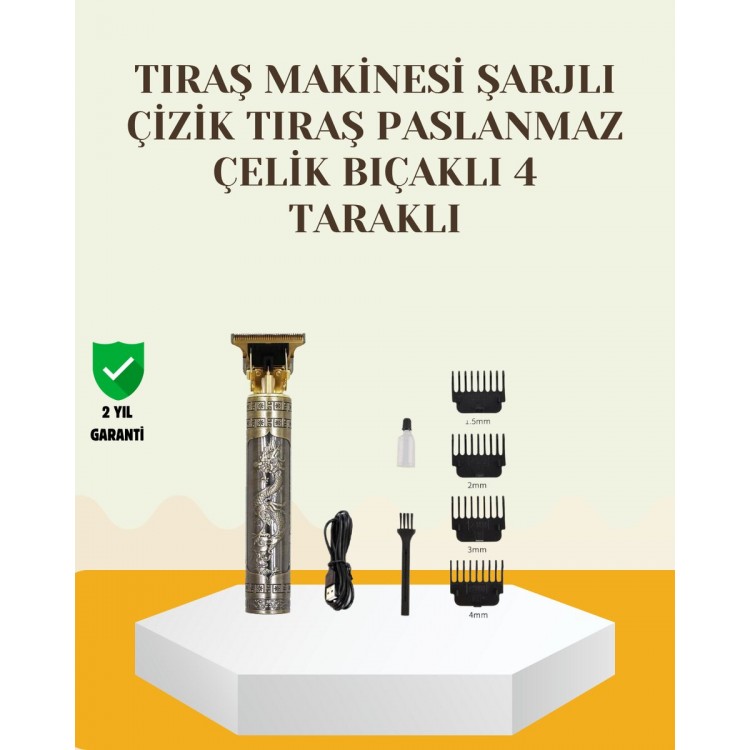Şarjlı Titanyum Bıçaklı Saç ve Sakal Kesme Makinesi
