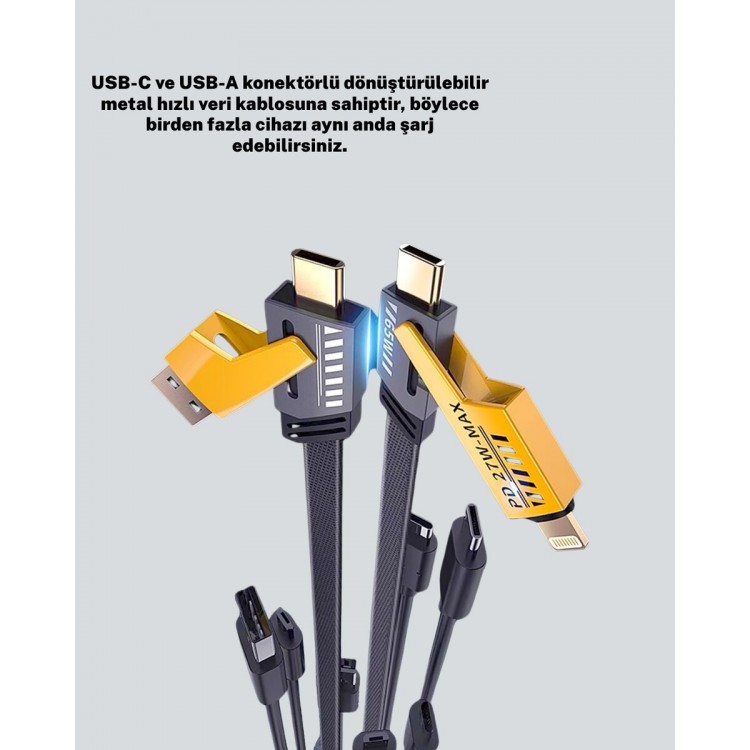 Akıllı Telefon Tablet Laptop Uyumlu 65W Güçlü Veri Kablosu