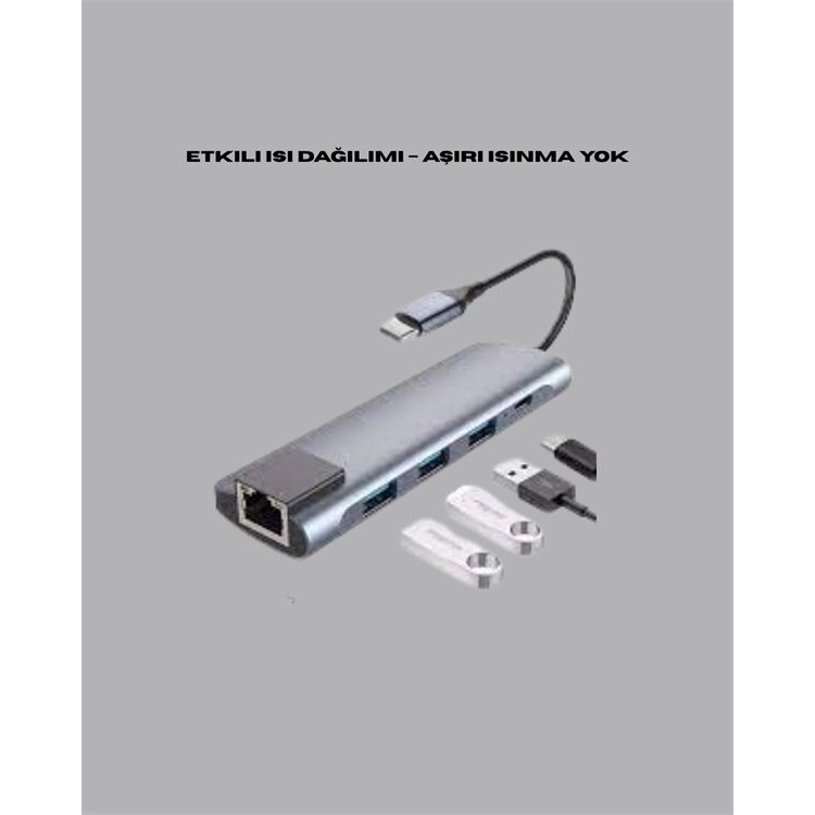 4K HDMI Çıkışlı Gigabit Ethernet'li USB‑C Çoklu Port Hub