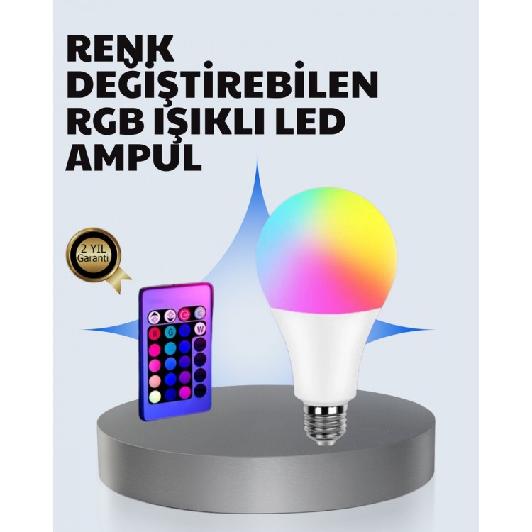 A Kalite 2025 RGB LED Ampul Uzaktan Kumandalı 16 Renkli Lamba