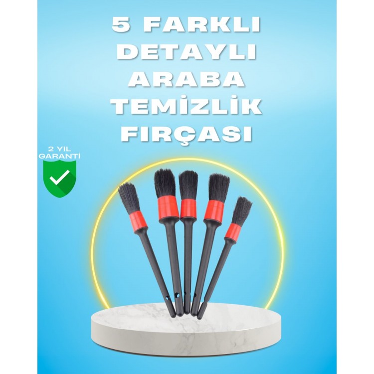 5'li Araba Temizlik Fırçaları-Farklı Boyutlu Fırçalarla Derinlemesine Temizlik