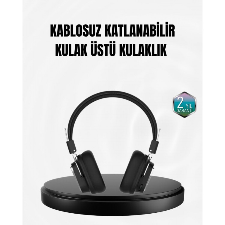 Kablosuz Bluetooth Kulak Üstü Kulaklık Kristal Ses Kalitesi ve Ergonomik Yapı