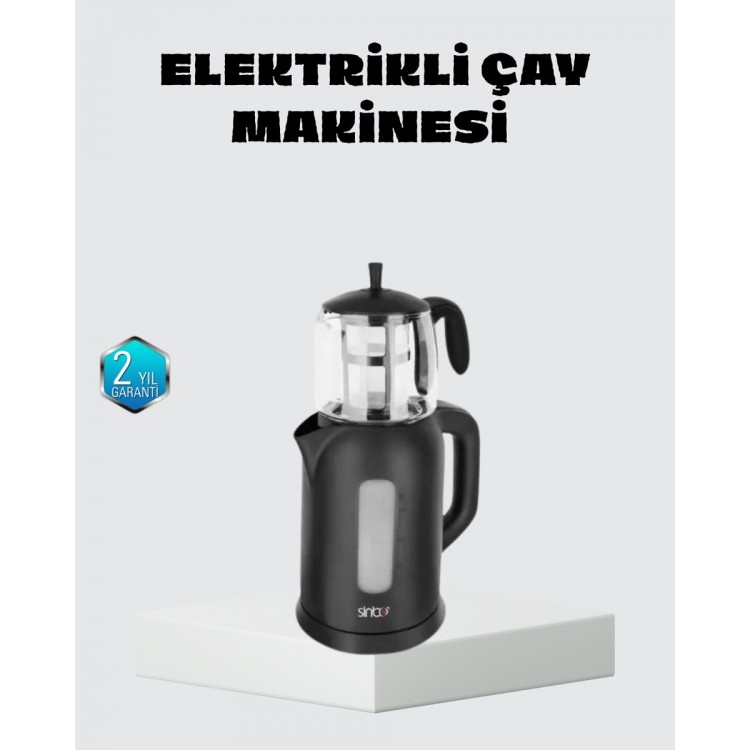 Sinbo Elektrikli Çay Makinesi 1.7 L Su Isıtıcı ve Cam Demlikli Güvenli Kullanım