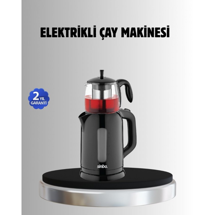 Sinbo STM 5840 Elektrikli Çay Makinesi 1800W Cam Demlik ve Sıcak Tutma Özellikli