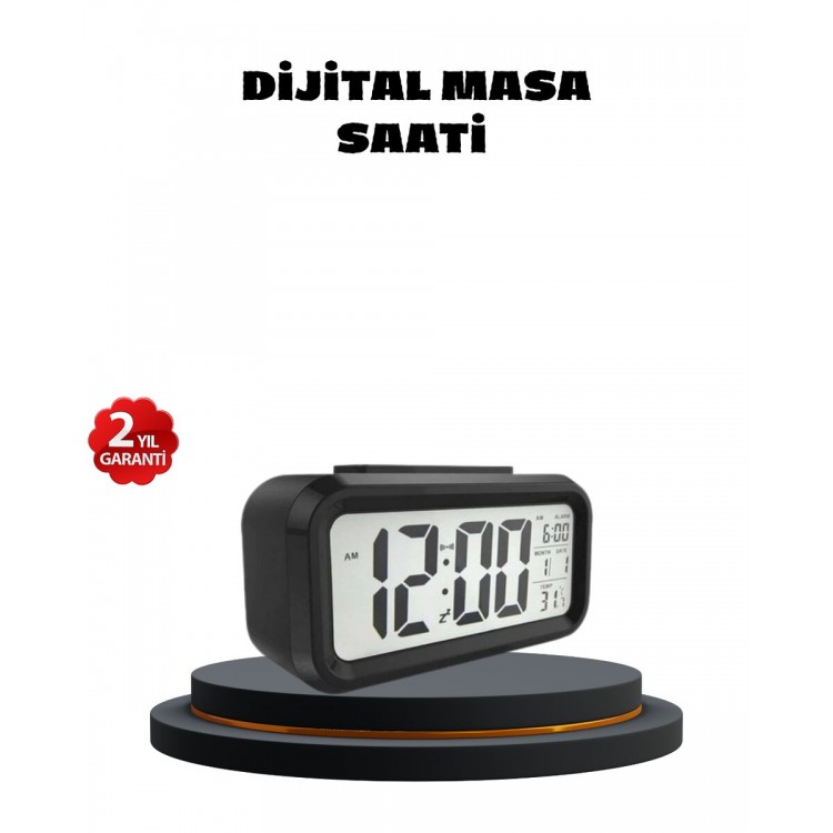 Sensörlü Dijital Masa Saati Alarm ve Sıcaklık Göstergeli