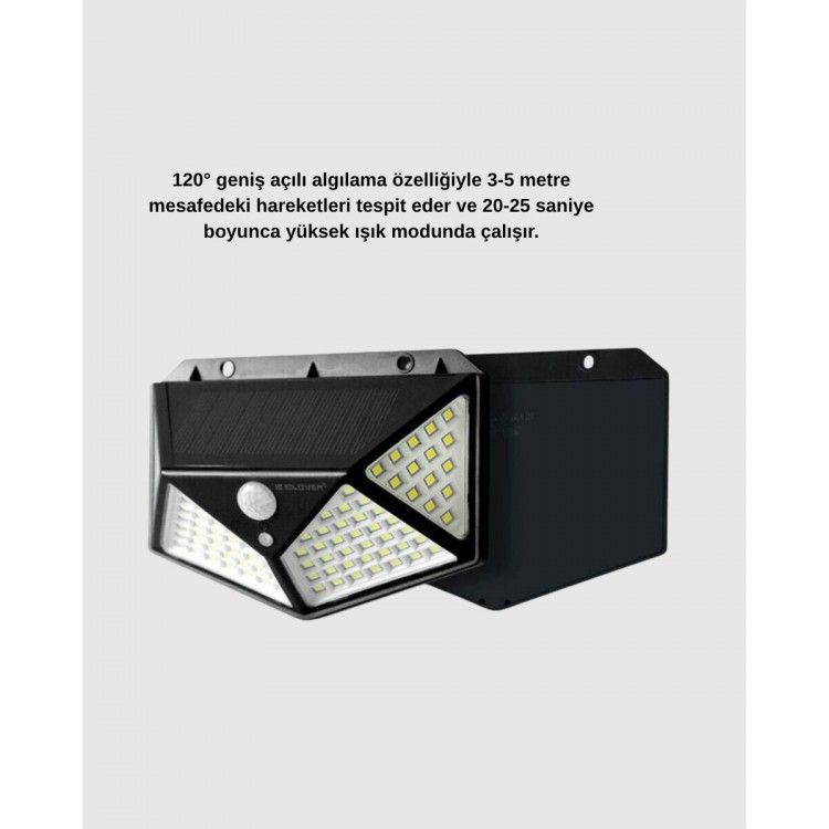 100 LED Güneş Enerjili Bahçe Lambası – PIR Sensörlü IP65 Su Geçirmez Dış Mekan Aydınlatma
