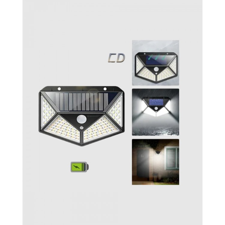 100 LED Güneş Enerjili Bahçe Lambası – PIR Sensörlü IP65 Su Geçirmez Dış Mekan Aydınlatma