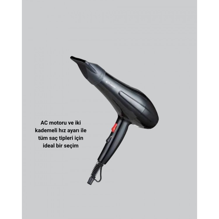 2200W Fön Makinesi – Profesyonel AC Motor Soğuk ve Sıcak Üfleme