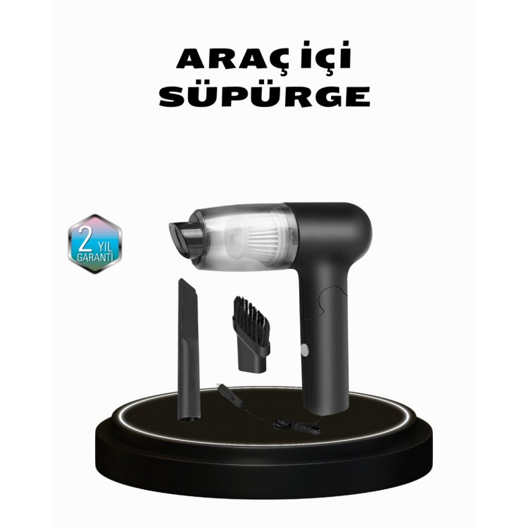 Taşınabilir Vakumlu Araç Süpürgesi – Katlanabilir Sap Yıkanabilir Filtre 120W Motor