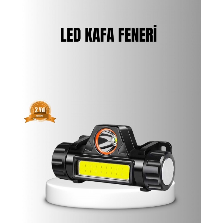 Şarjlı LED Kafa Feneri – Çift Fonksiyonlu 200LM Işık Gücü IP44 Suya Dayanıklı