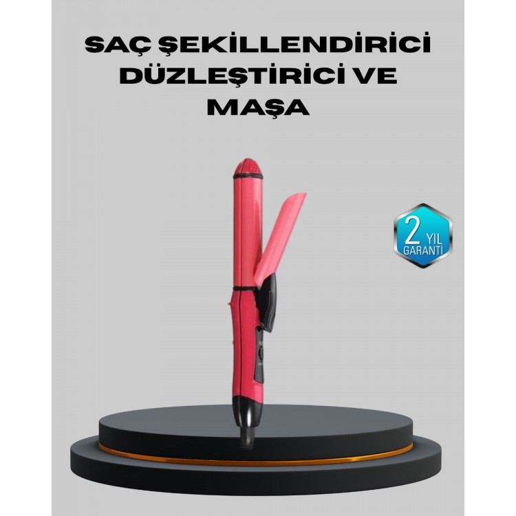 5 Kademeli Seramik Saç Düzleştirici – Düz ve Kıvırcık Mod 26 mm Plaka Profesyonel Saç Şekillendirme