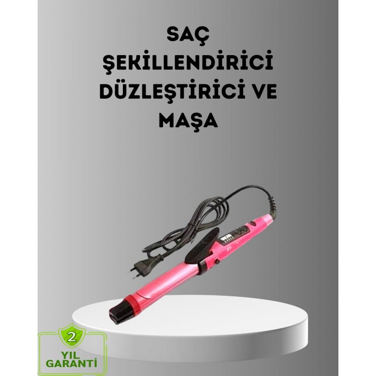 2’si 1 Arada Saç Düzleştirici ve Maşa – 5 Isı Seviyesi Seramik Kaplama Döner Kablolu Ergonomik Tasarım