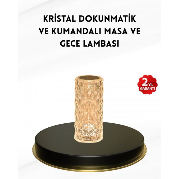 Kristal Tasarımlı RGB LED Gece Lambası – Kumandalı Renk Değiştiren Dekoratif Işık