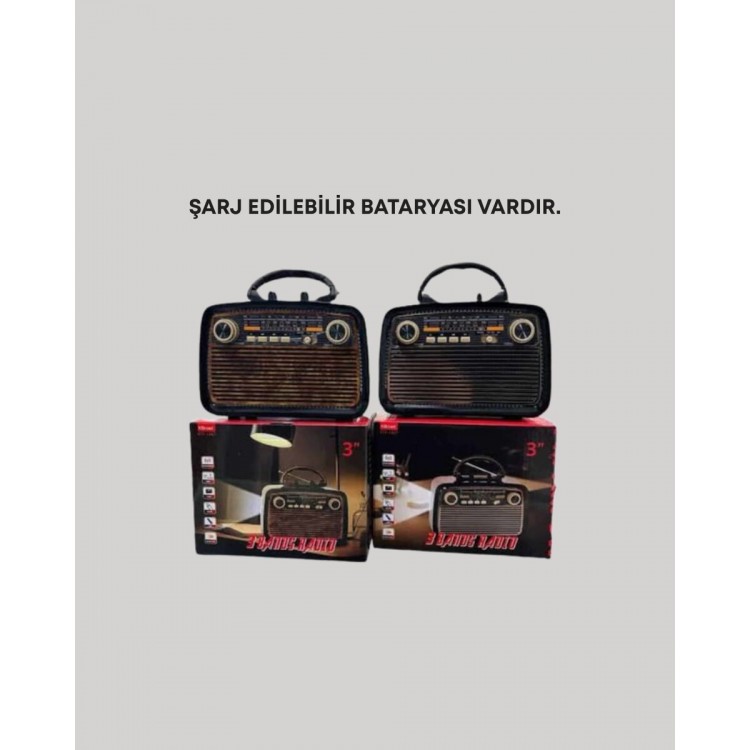 Nostaljik Radyo Görünümlü Bluetooth Hoparlör – FM/AM Yayın Kablosuz Bağlantı Şarj Edilebilir