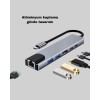 Alüminyum Kasalı MacBook USB-C Hub – 4K HDMI USB 3.0 SD/TF Kart Girişi PD Şarj Desteği