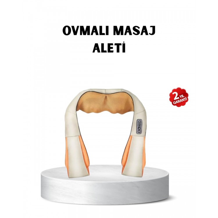 Ergonomik Ovmalı Masaj Aleti – Isıtmalı Yoğurmalı Boyun ve Bel Rahatlatıcı Masaj Makinesi