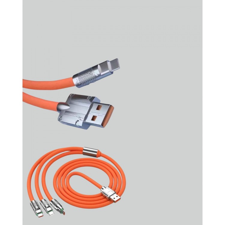 3’ü 1 Arada Kablo – 120W Hızlı Şarj ve Veri Aktarımı Özellikli