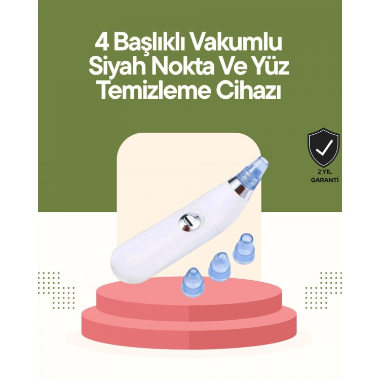 USB Destekli 4 Başlıklı Siyah Nokta Vakum Cihazı – Gözenek Temizleyici ve Cilt Yenileyici Bakım Aleti