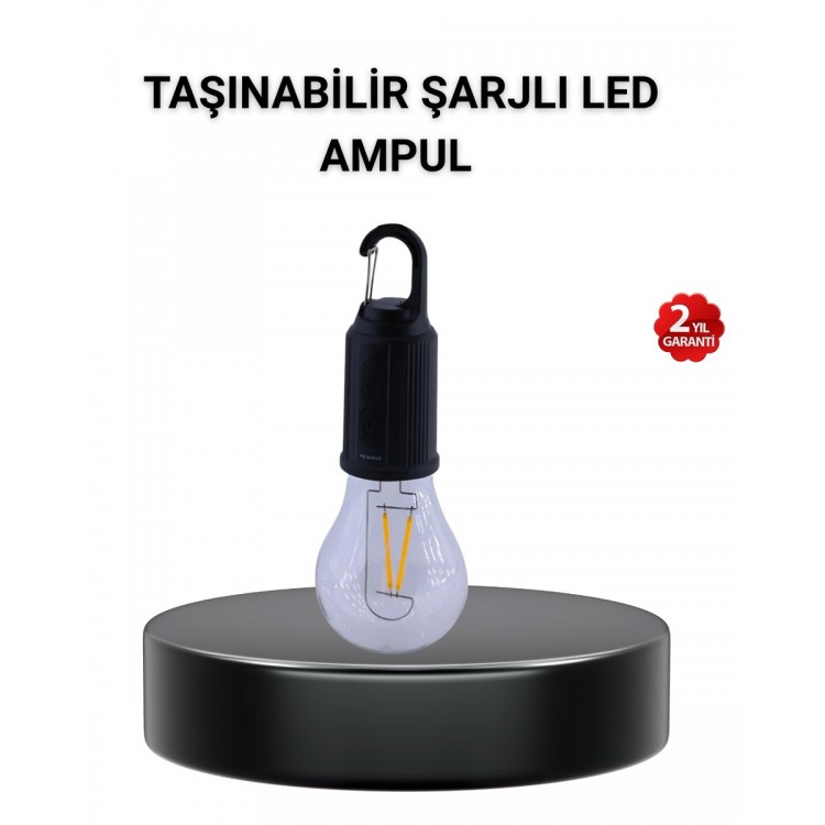 Taşınabilir Şarjlı LED Kamp Lambası – Type-C Girişli ve Kancalı Tasarım