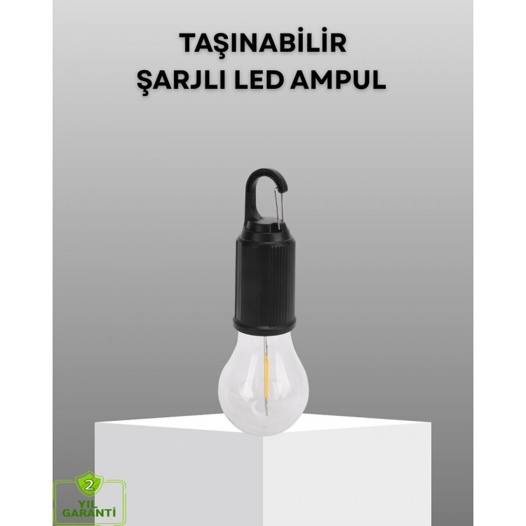 Şarjlı Kancalı LED Lamba – Kamp Balkon ve Acil Durum Işığı