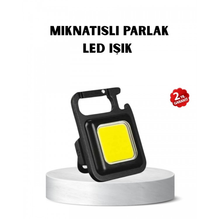 USB Type-C Şarjlı Mini Fener – Manyetik Katlanabilir ve Şişe Açacaklı Tasarım