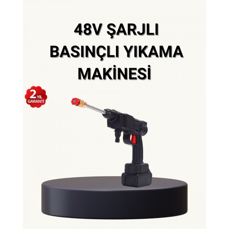 Taşınabilir Basınçlı Yıkama Makinesi – 5m Hortumlu Köpük Şişeli 48V Güçlü