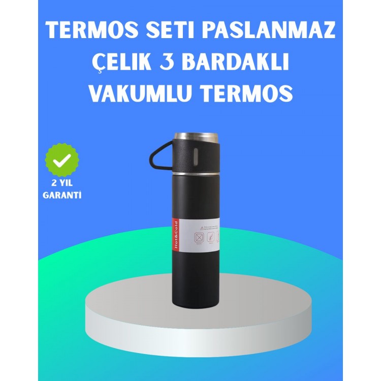 304 Çelik Termos Seti | 2 Bardaklı 500 ml Uzun Süre Isı Koruma