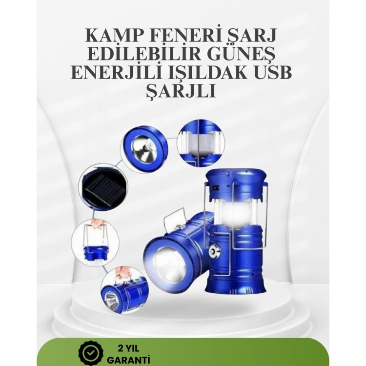 Güneş Enerjili Katlanabilir Kızaklı Kamp Feneri – USB Şarjlı Çok Yönlü ve Dayanıklı Tasarım