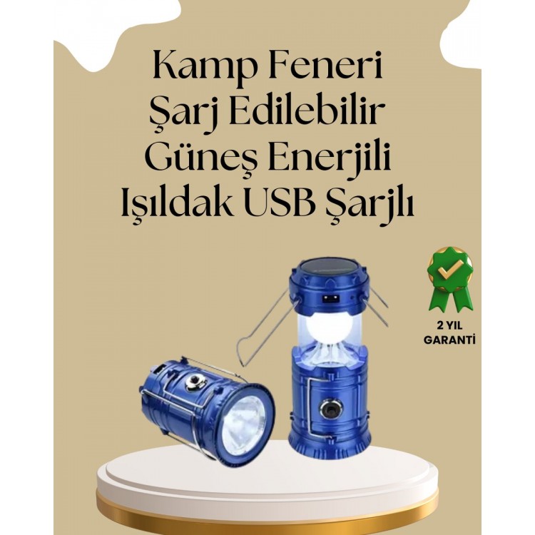 Güneş Enerjili Katlanabilir Kamp Feneri – USB Şarjlı Hafif ve Çok Fonksiyonlu