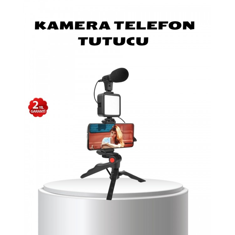 Video Çekim Kiti Tripod LED Işık Harici Mikrofon ve Bluetooth Kumanda Seti