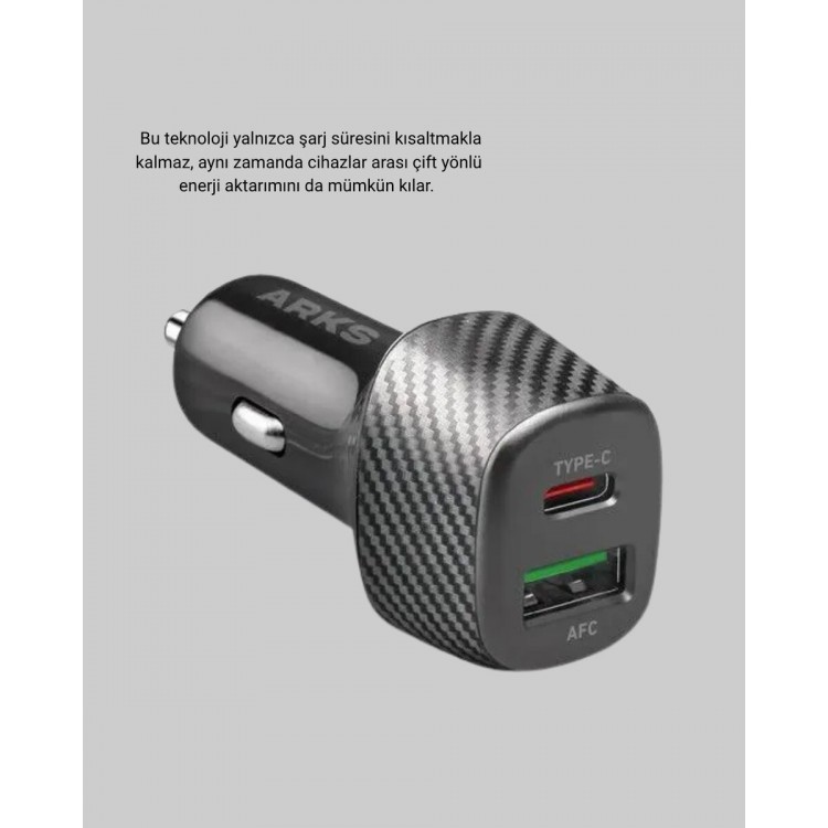 38W Araç Şarj Cihazı Type-C PD USB Hızlı Şarj Çift Port