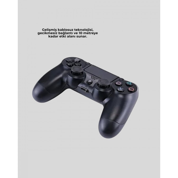 Bluetooth Kablosuz PS4 Gamepad Çift Motorlu Siyah Controller