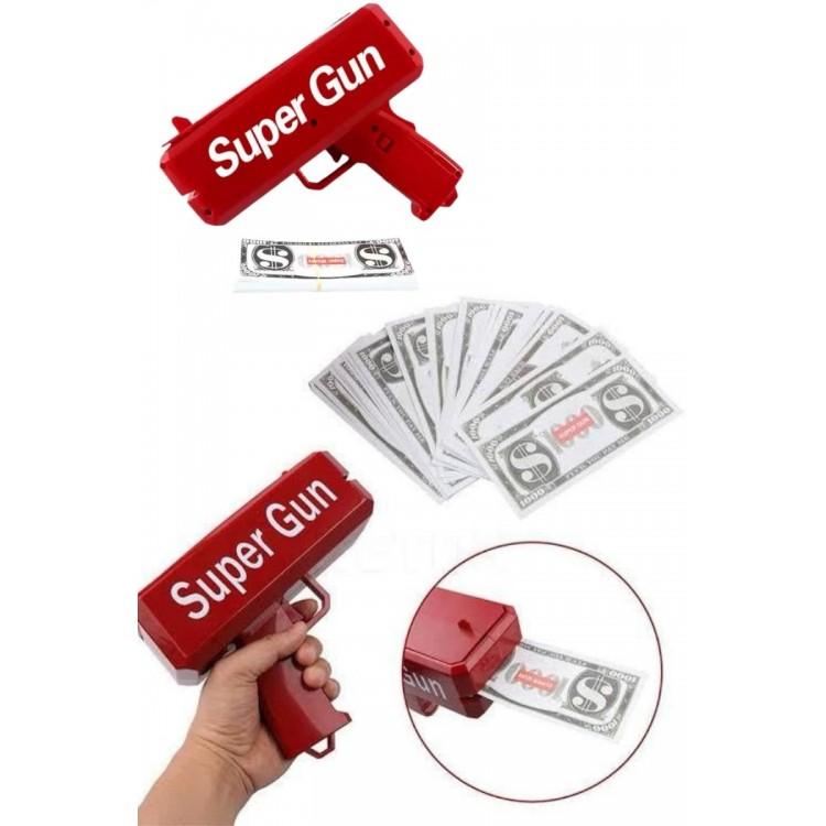 Para Dolar Atma Makinası Super Money Gun Para Saçma Fırlatma Tabancası