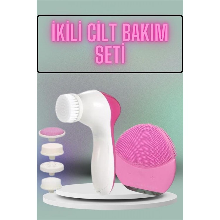 İkili Cilt Bakım Seti 5 Başlıklı Yüz Temizleme ve Masaj Aleti Canlandırıcı ve Onarıcı