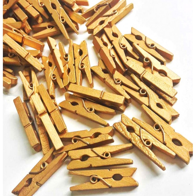 100-Piece Gold Wooden Pegs 2.5cm (Pack of 10-1000 Pieces)