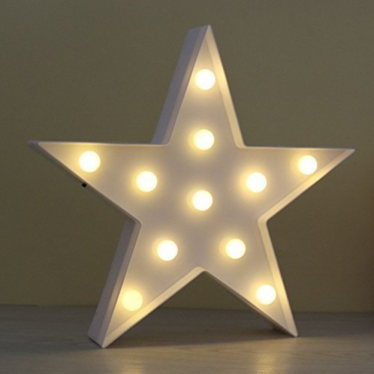 White Star Night Lamp with LED Light