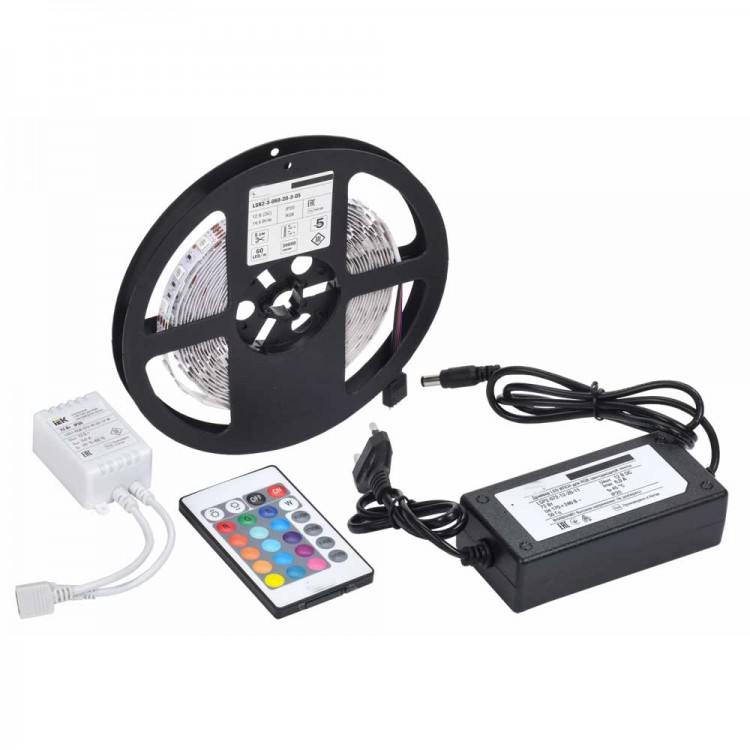 5 MT 3 Chip RGB LED Strip Silicone Adapter Remote Control Plug and Play