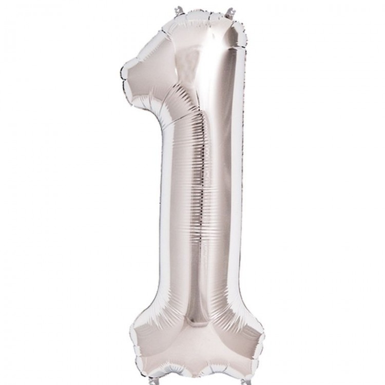 1 Number Foil Balloon Silver 40 inch