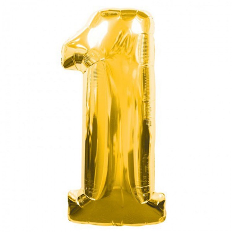 1 Number Foil Balloon Gold Color 40 inches