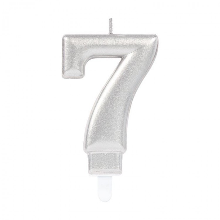 7 Number Candle Silver Color