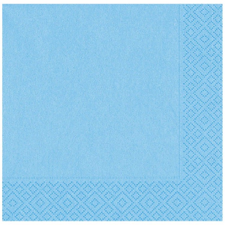 Light Blue Double Fold Paper Napkins 20 Pieces