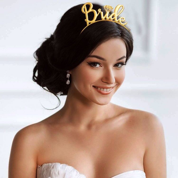 Gold Dore Gold Color Bride Written Metal BrideBride Crown
