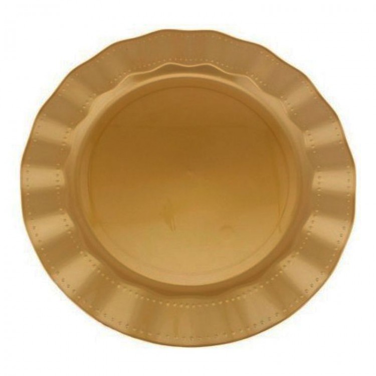 Gold Color Luxury Plastic Mica Round Plate 26 cm 6 Pieces