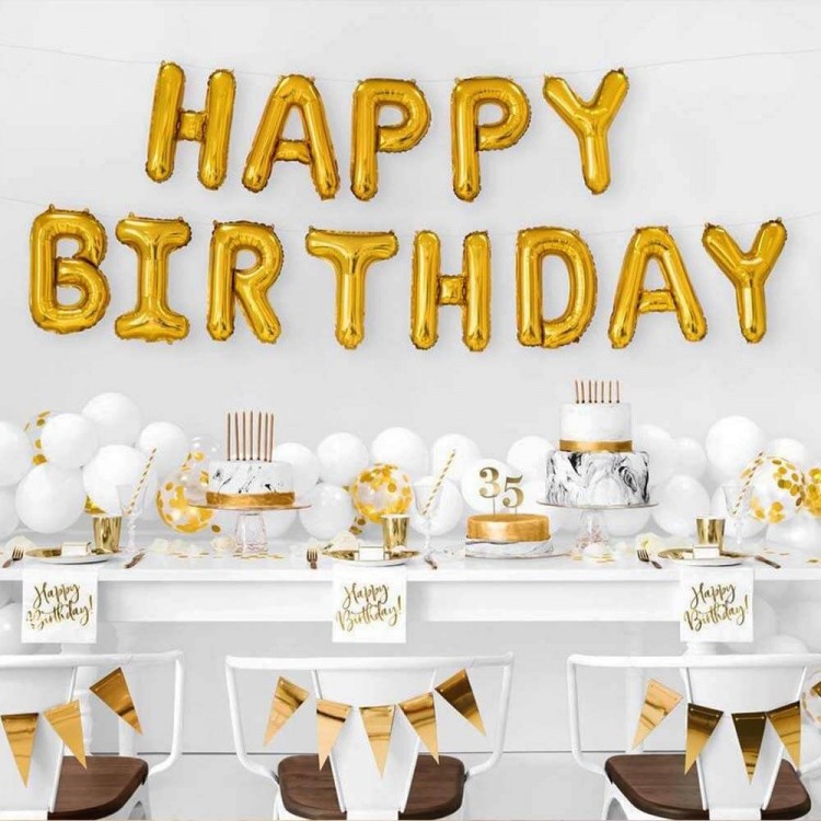 Gold Color Happy Birthday Foil Birthday Balloon35cm