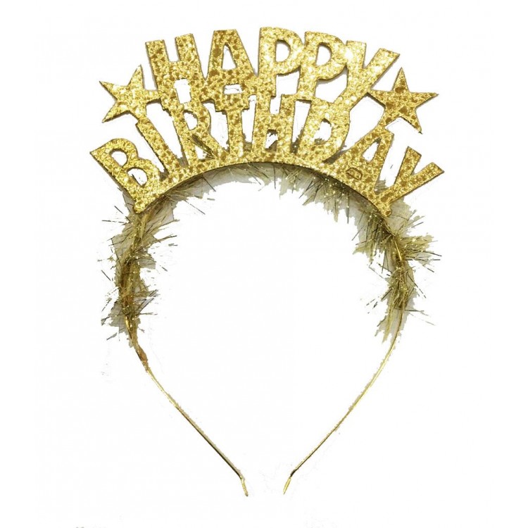 Eva Birthday Party Crown with Gold Color Happy Birthday Written