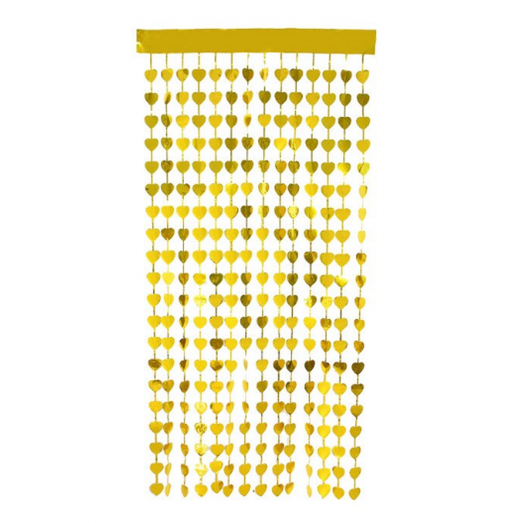 Gold Color Heart Shaped Metallized Fringed BackgroundCurtain Decoration