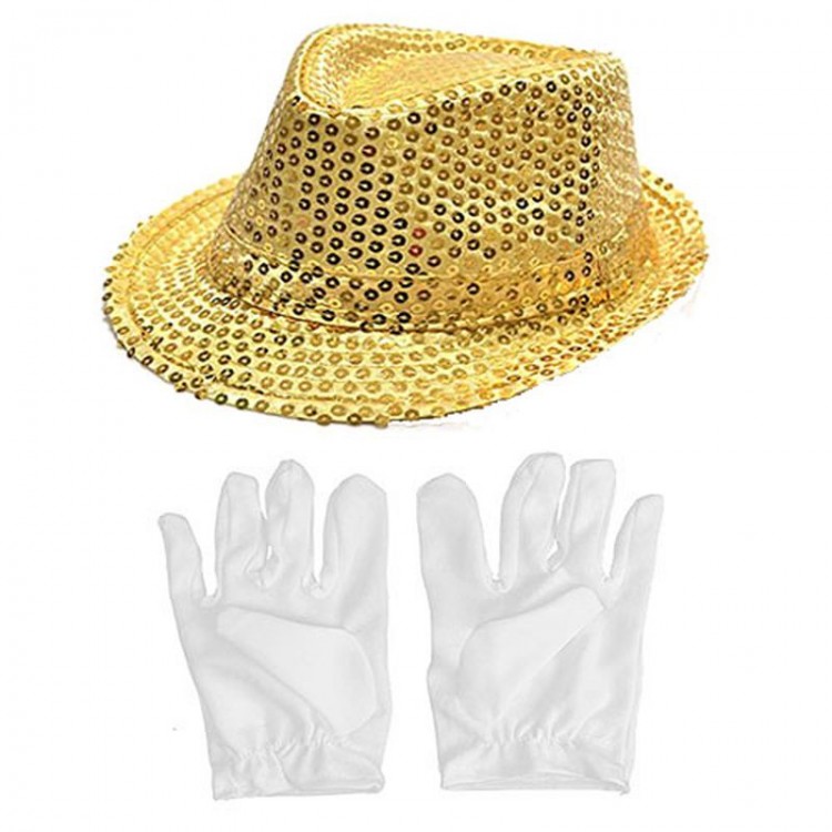 Gold Color Sequined Children's Hat and White ColorChildren's Eldiveni