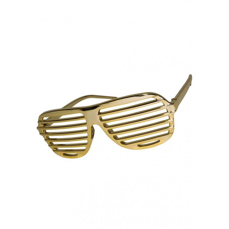Metallized Shutter Shaped Shiny Party Glasses Gold Color 15x6 cm