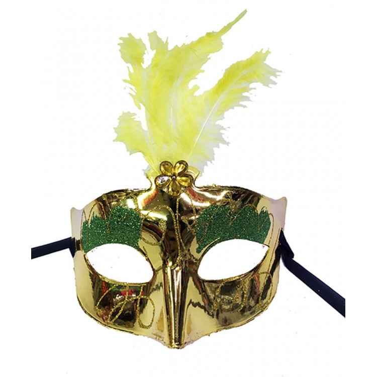 Gold Color Feathered New Year Party Mask